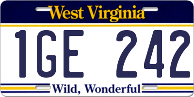 WV license plate 1GE242