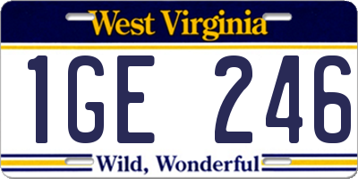 WV license plate 1GE246