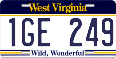 WV license plate 1GE249