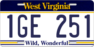WV license plate 1GE251