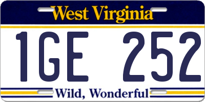 WV license plate 1GE252