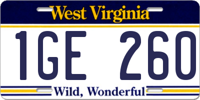 WV license plate 1GE260