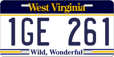 WV license plate 1GE261