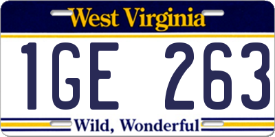 WV license plate 1GE263