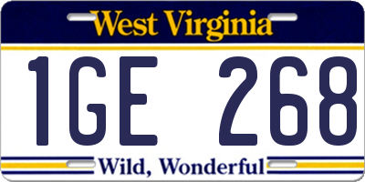 WV license plate 1GE268