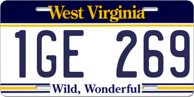 WV license plate 1GE269