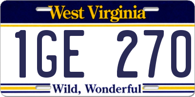WV license plate 1GE270