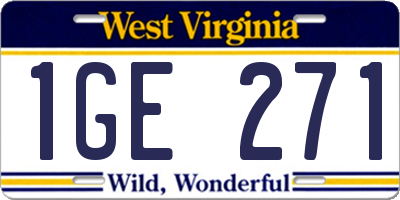 WV license plate 1GE271