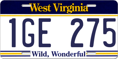 WV license plate 1GE275