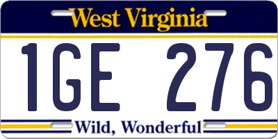 WV license plate 1GE276