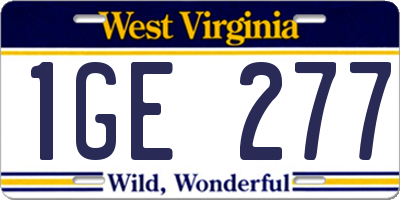 WV license plate 1GE277