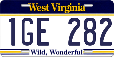 WV license plate 1GE282