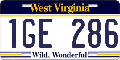 WV license plate 1GE286