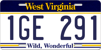 WV license plate 1GE291