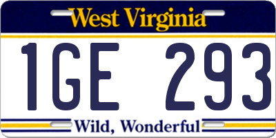 WV license plate 1GE293
