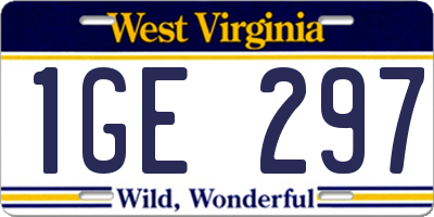 WV license plate 1GE297