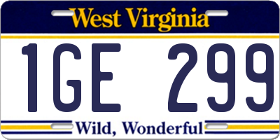 WV license plate 1GE299