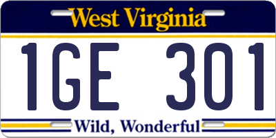 WV license plate 1GE301