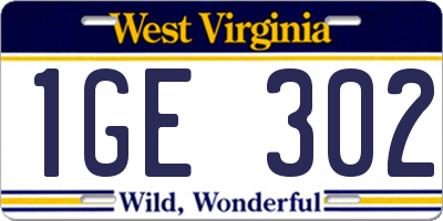 WV license plate 1GE302