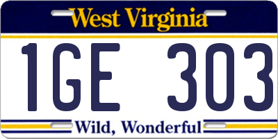 WV license plate 1GE303
