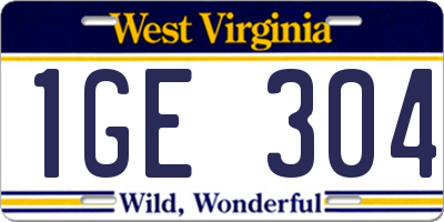 WV license plate 1GE304