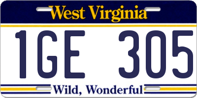 WV license plate 1GE305