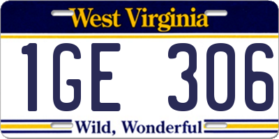WV license plate 1GE306