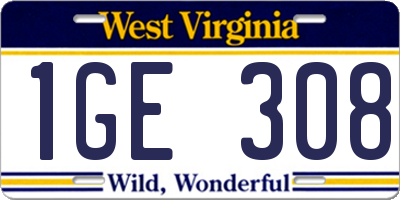 WV license plate 1GE308