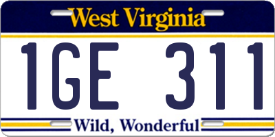WV license plate 1GE311