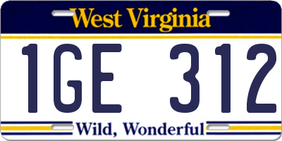 WV license plate 1GE312