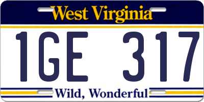 WV license plate 1GE317