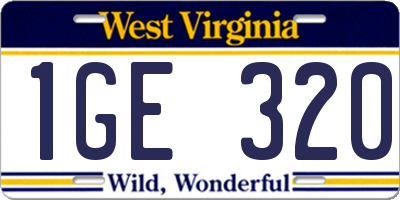 WV license plate 1GE320