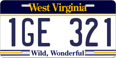 WV license plate 1GE321