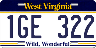 WV license plate 1GE322
