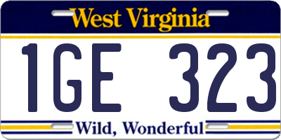 WV license plate 1GE323