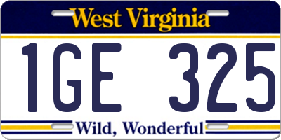 WV license plate 1GE325