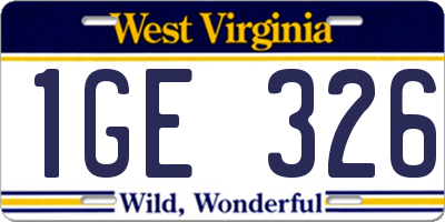 WV license plate 1GE326