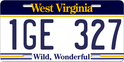 WV license plate 1GE327
