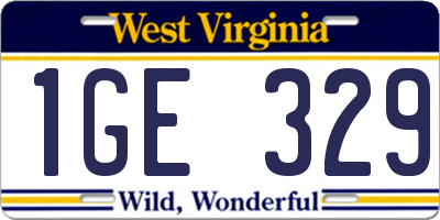 WV license plate 1GE329