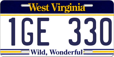 WV license plate 1GE330