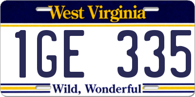 WV license plate 1GE335