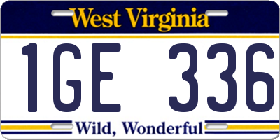 WV license plate 1GE336