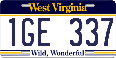WV license plate 1GE337