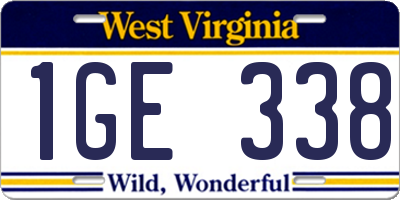 WV license plate 1GE338