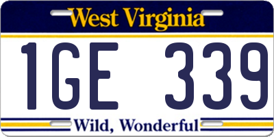 WV license plate 1GE339
