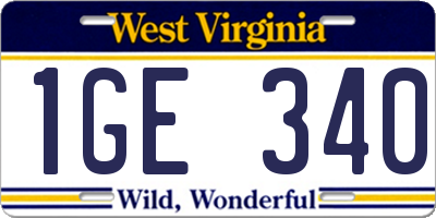 WV license plate 1GE340