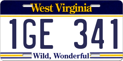 WV license plate 1GE341