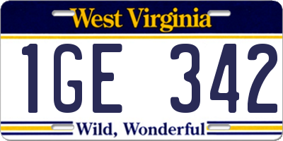 WV license plate 1GE342