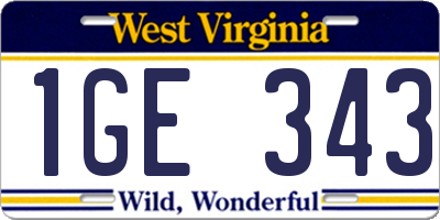 WV license plate 1GE343