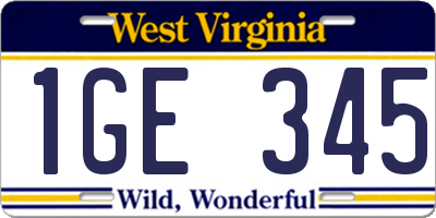 WV license plate 1GE345